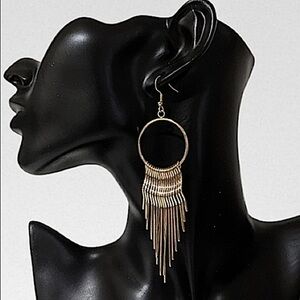Gold Large Tassel Drop Earrings